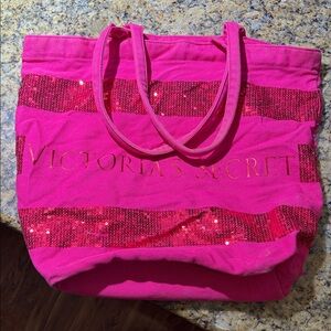 Victoria’s Secret Y2K Hot Pink Sequin Tote Bag – Vintage Early 2000s